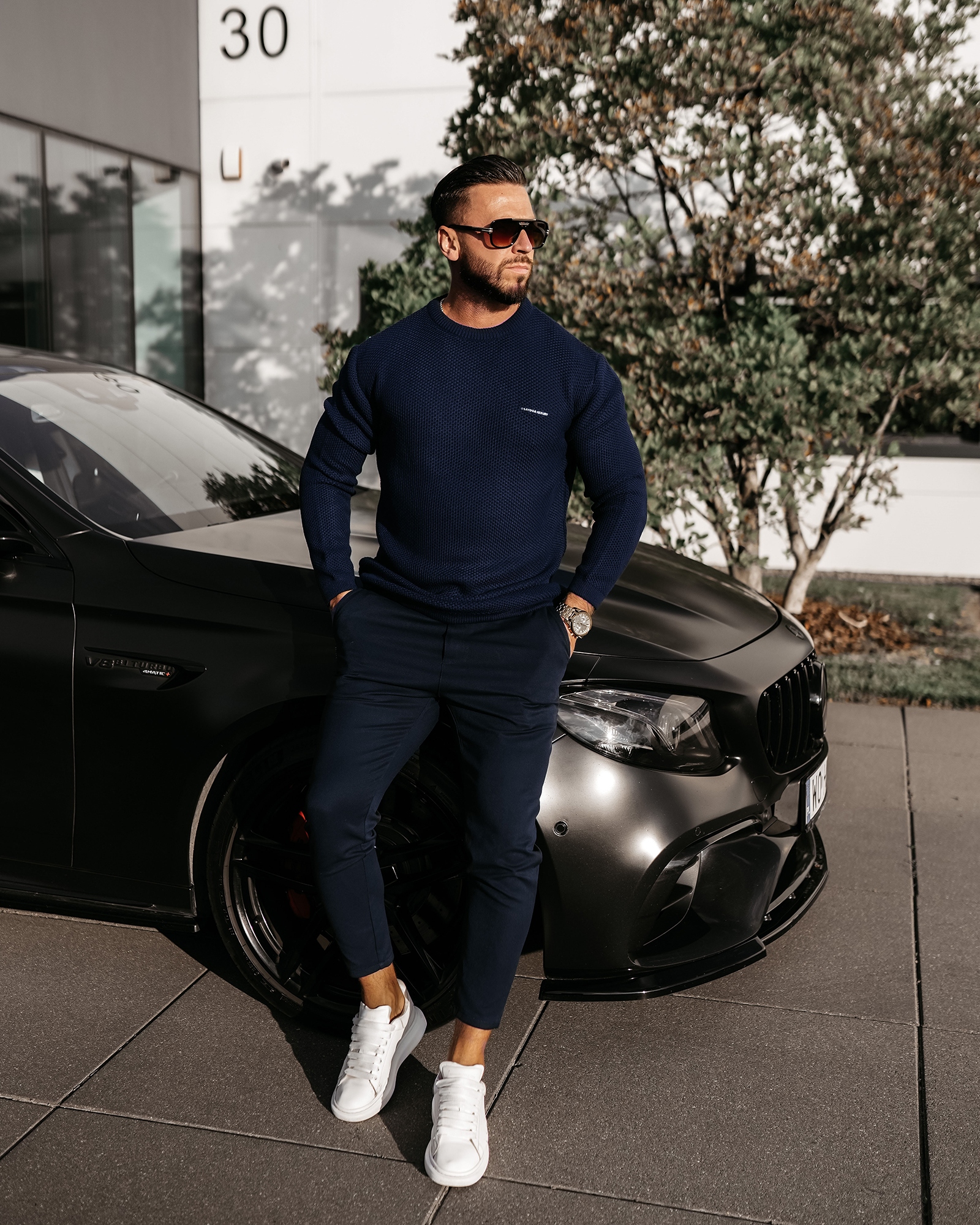 Sweter męski klasyczny DUSTER OLAVOGA granatowy