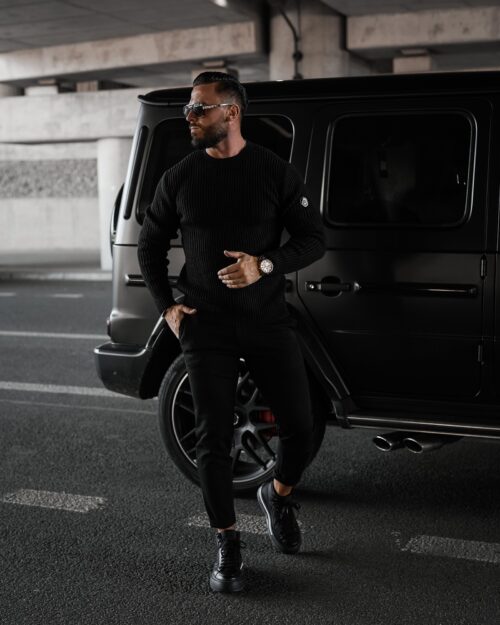 Spodnie męskie eleganckie CHASER OLAVOGA czarne