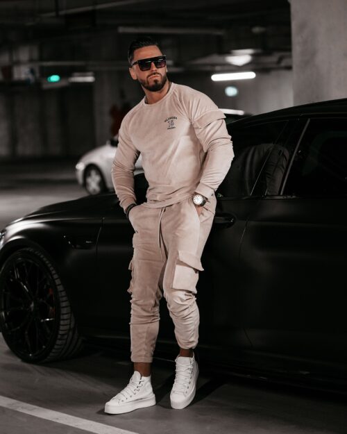 Dres męski welurowy CARGO OLAVOGA beżowy