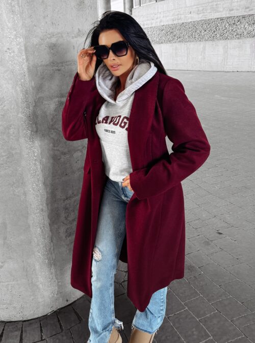 Płaszcz casualowy PRIMO OLAVOGA bordowy