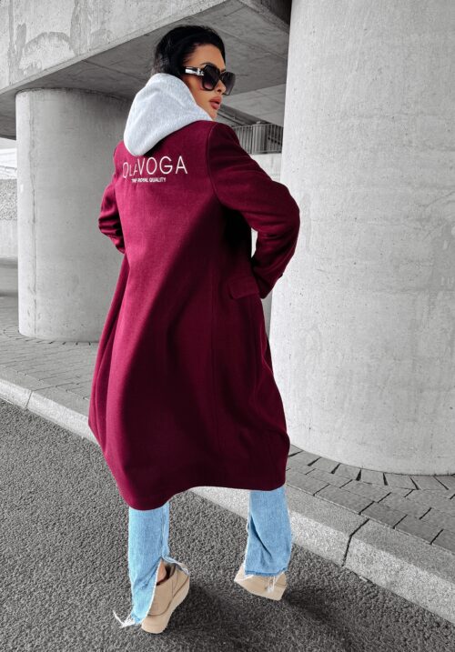 Płaszcz casualowy PRIMO OLAVOGA bordowy