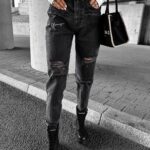 Spodnie jeansowe z przetarciami TYPER OLAVOGA ciemnoszare