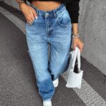 Spodnie jeansowe damskie baggy fit RIGA OLAVOGA niebieskie