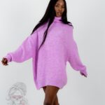 Sweter golf oversize Haat lila-róż