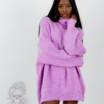 Sweter golf oversize Haat lila-róż