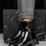 Botki klasyczne Madam Erts lakierowane czarne