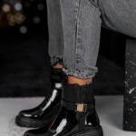 Botki klasyczne Madam Erts lakierowane czarne