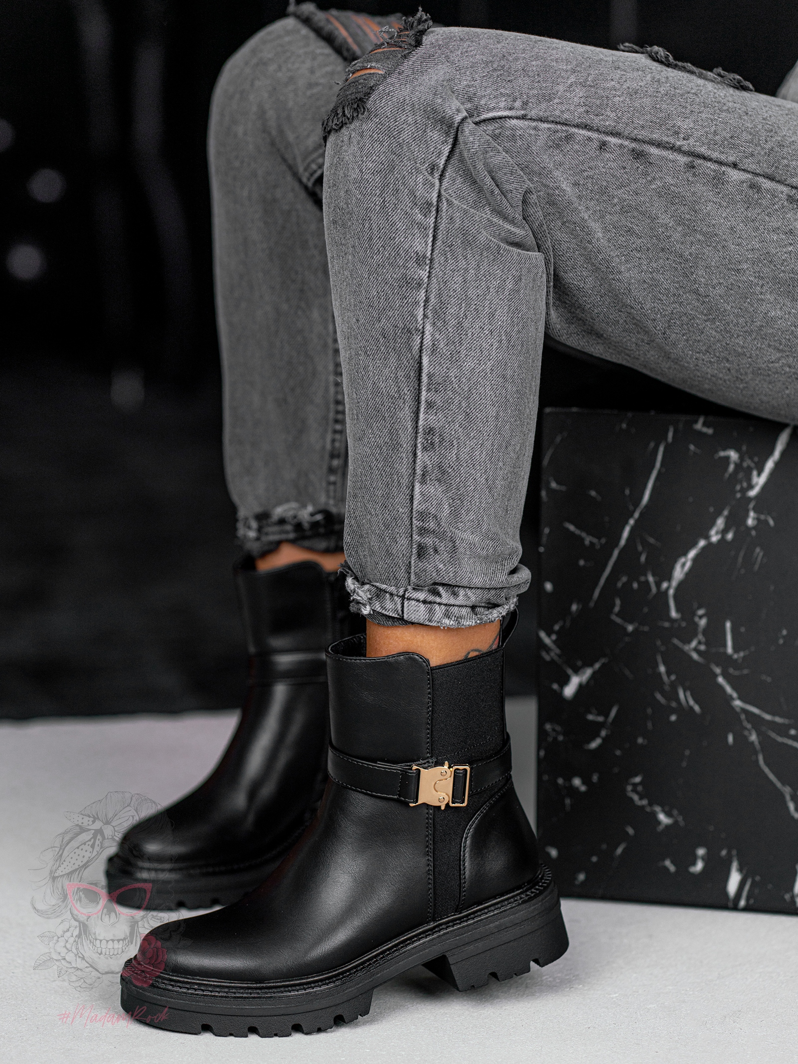 Botki klasyczne Madam Erts matowe czarne Botki klasyczne Madam Erts matowe czarne