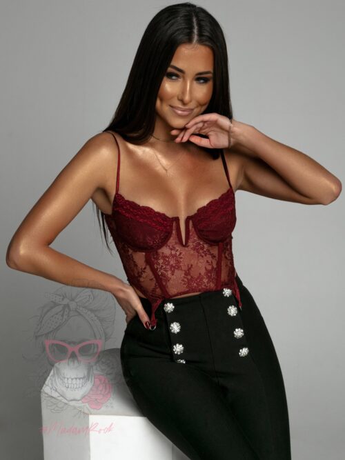 Gorset / top koronkowy Sensuelo bordowy