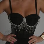 Gorset z cyrkoniami Sisi czarny