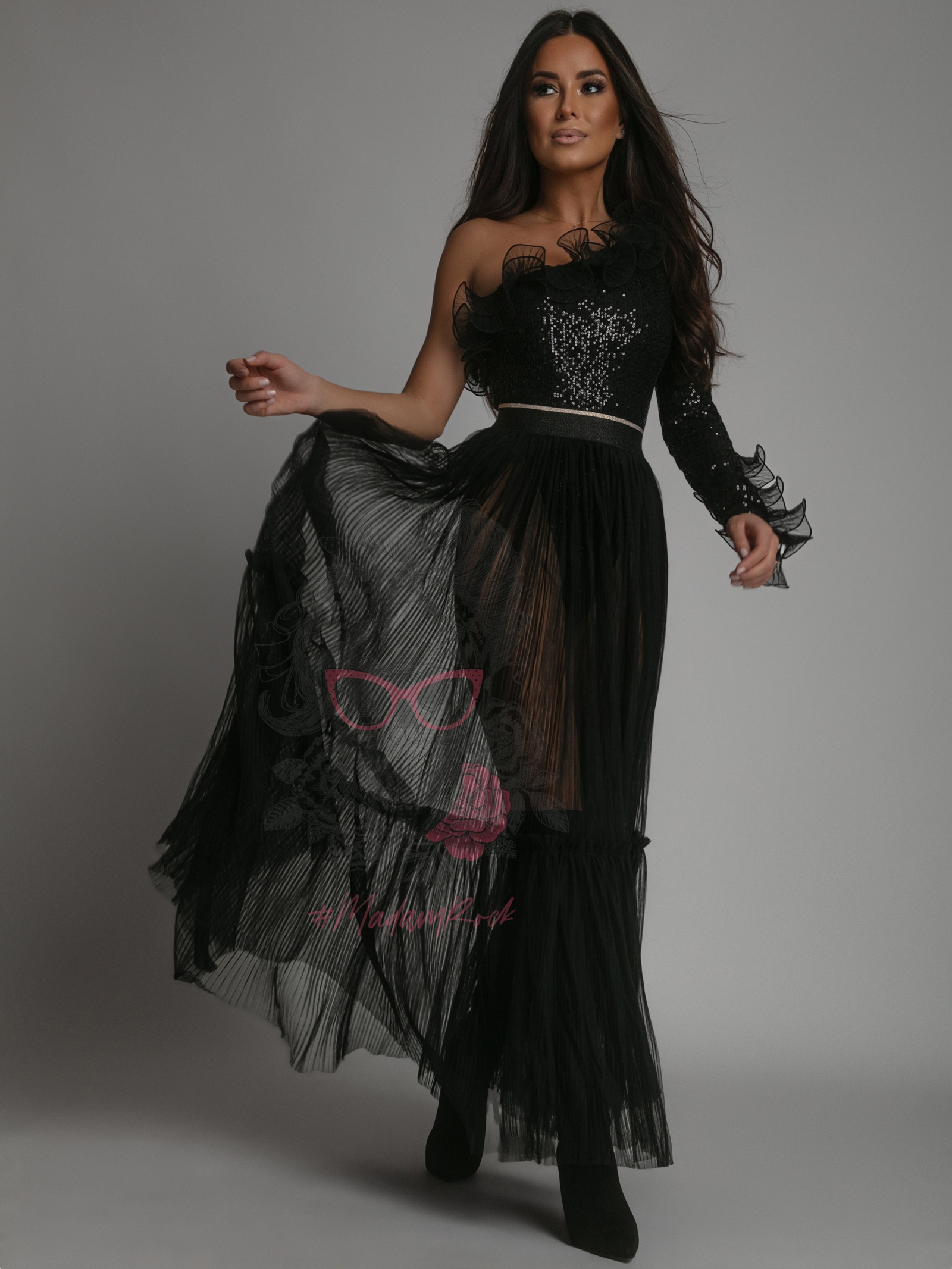 Komplet body + spódnica maxi NB Soletto czarny