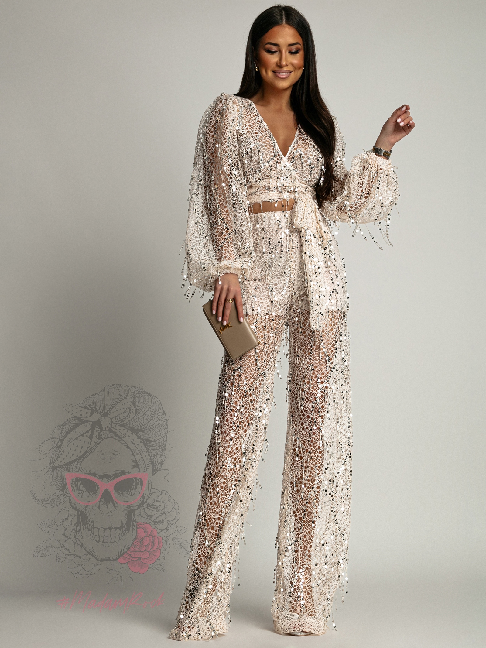 Komplet z cekinami NB Sofori beż