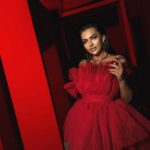 Sukienka tiulowa z odpinanym trenem NB Hollywood star czerwona