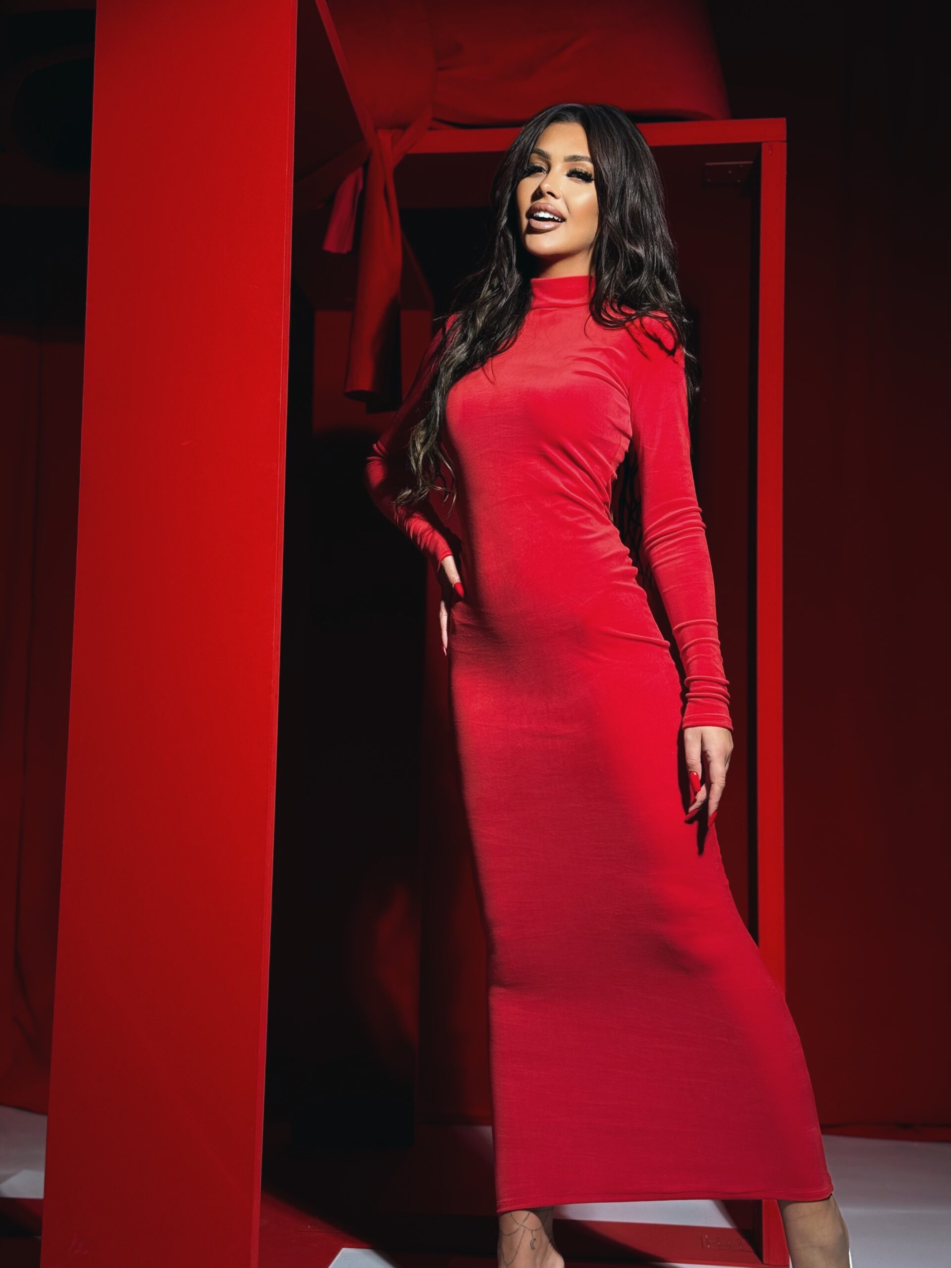 Sukienka dopasowana NB Lerina czerwona