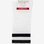 Skarpetki sportowe z kolorowym ściągaczem biało-czarne