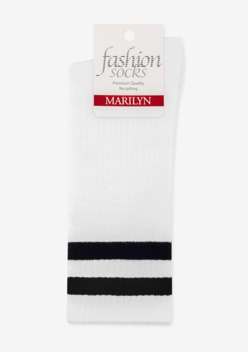 Skarpetki sportowe z kolorowym ściągaczem biało-czarne