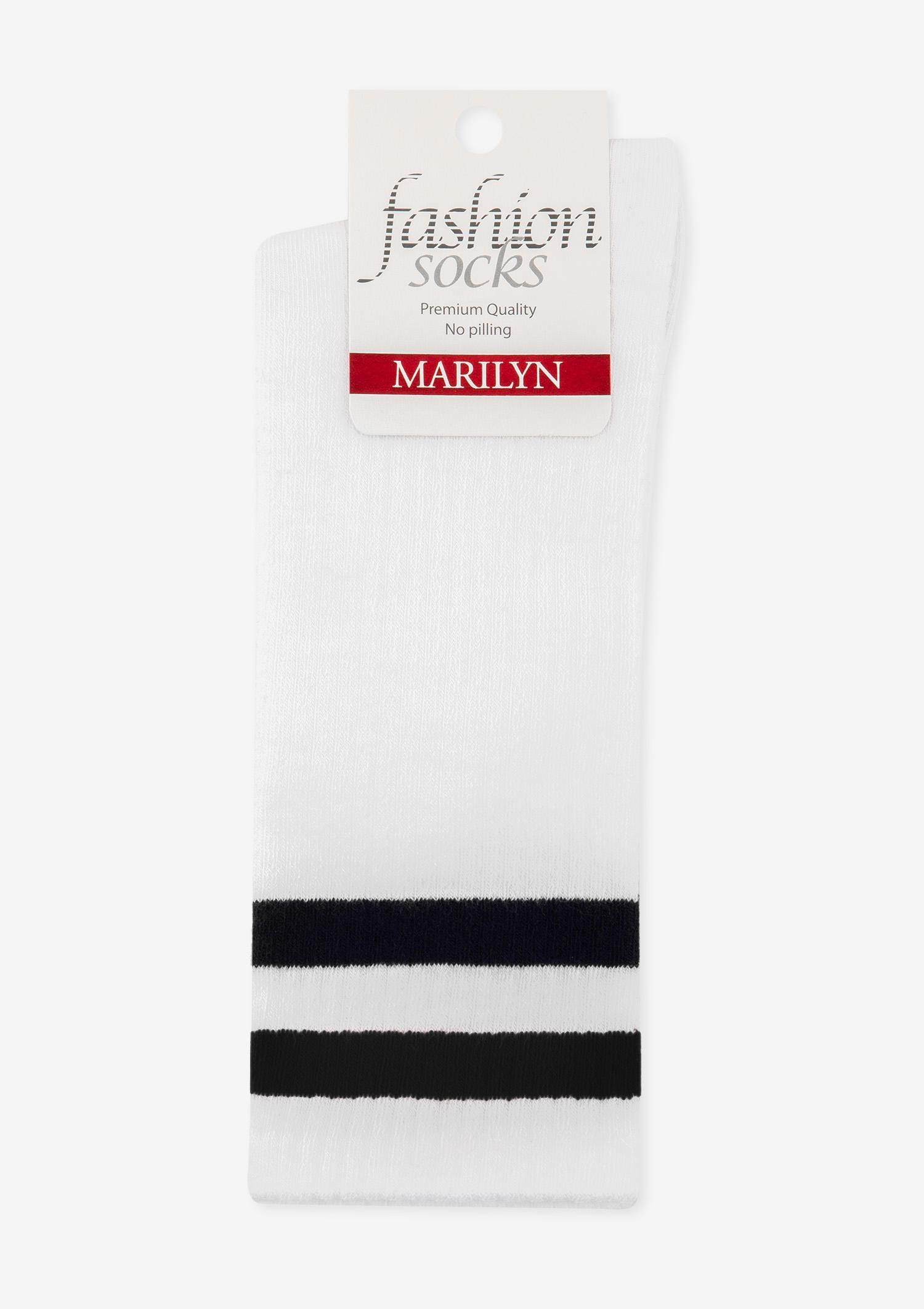 Skarpetki sportowe z kolorowym ściągaczem biało-czarne