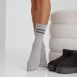 Skarpetki plecione w warkocz szare