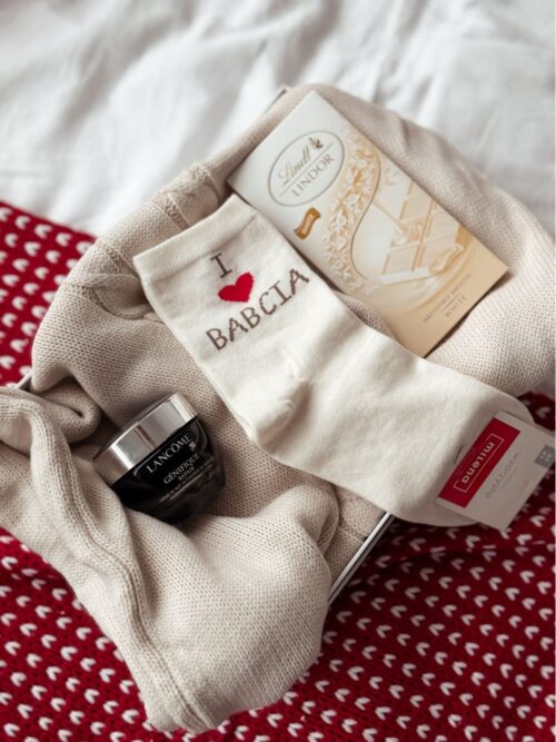 Skarpetki damskie I love Babcia ecru
