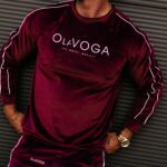 Dres męski welurowy DRESSY MEN OLAVOGA bordowy