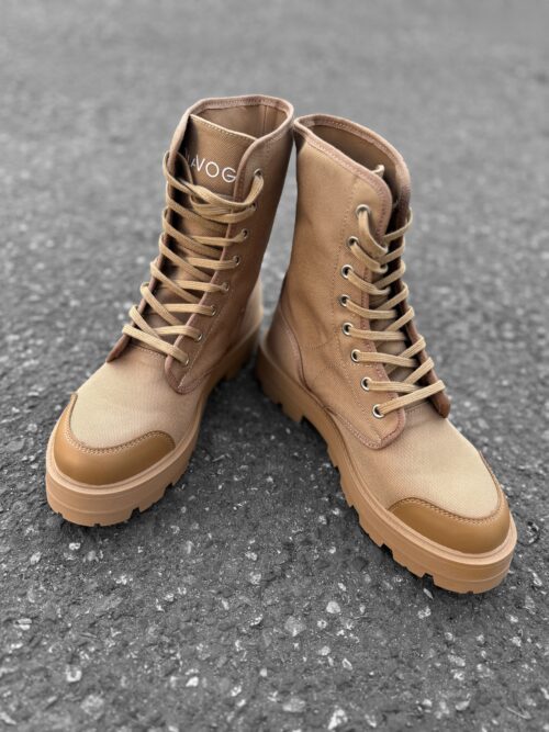 Workery damskie wiązane PASSION OLAVOGA karmelowe