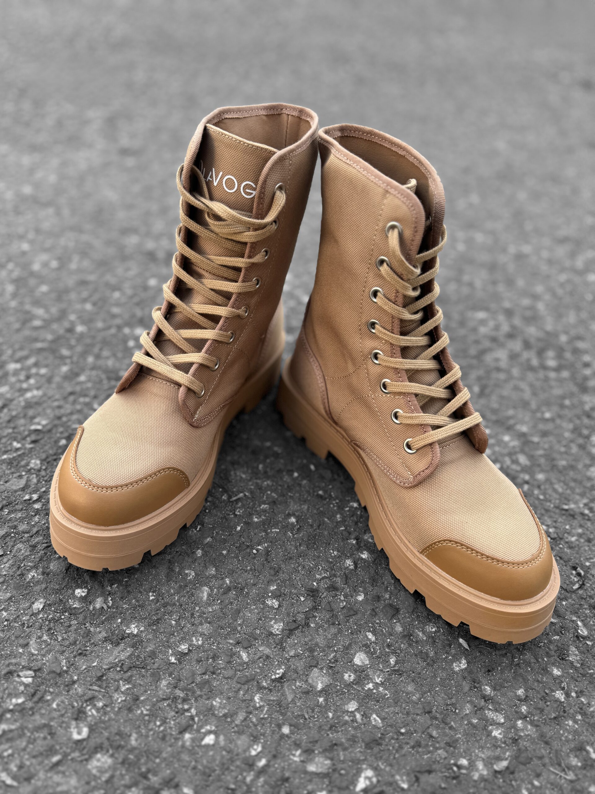 Workery damskie wiązane PASSION OLAVOGA karmelowe