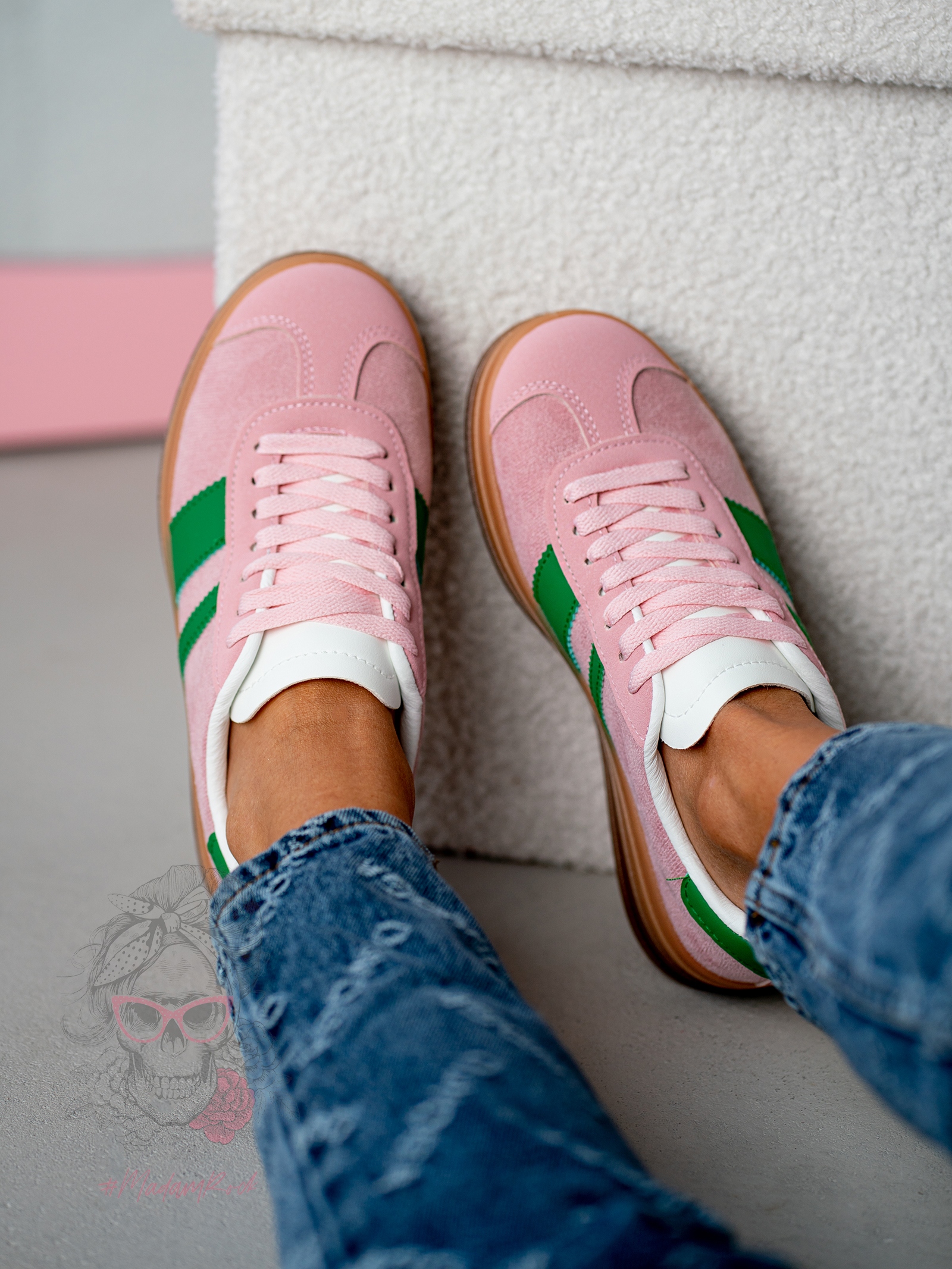 Trampki na grubej podeszwie Madam Felini pudrowe