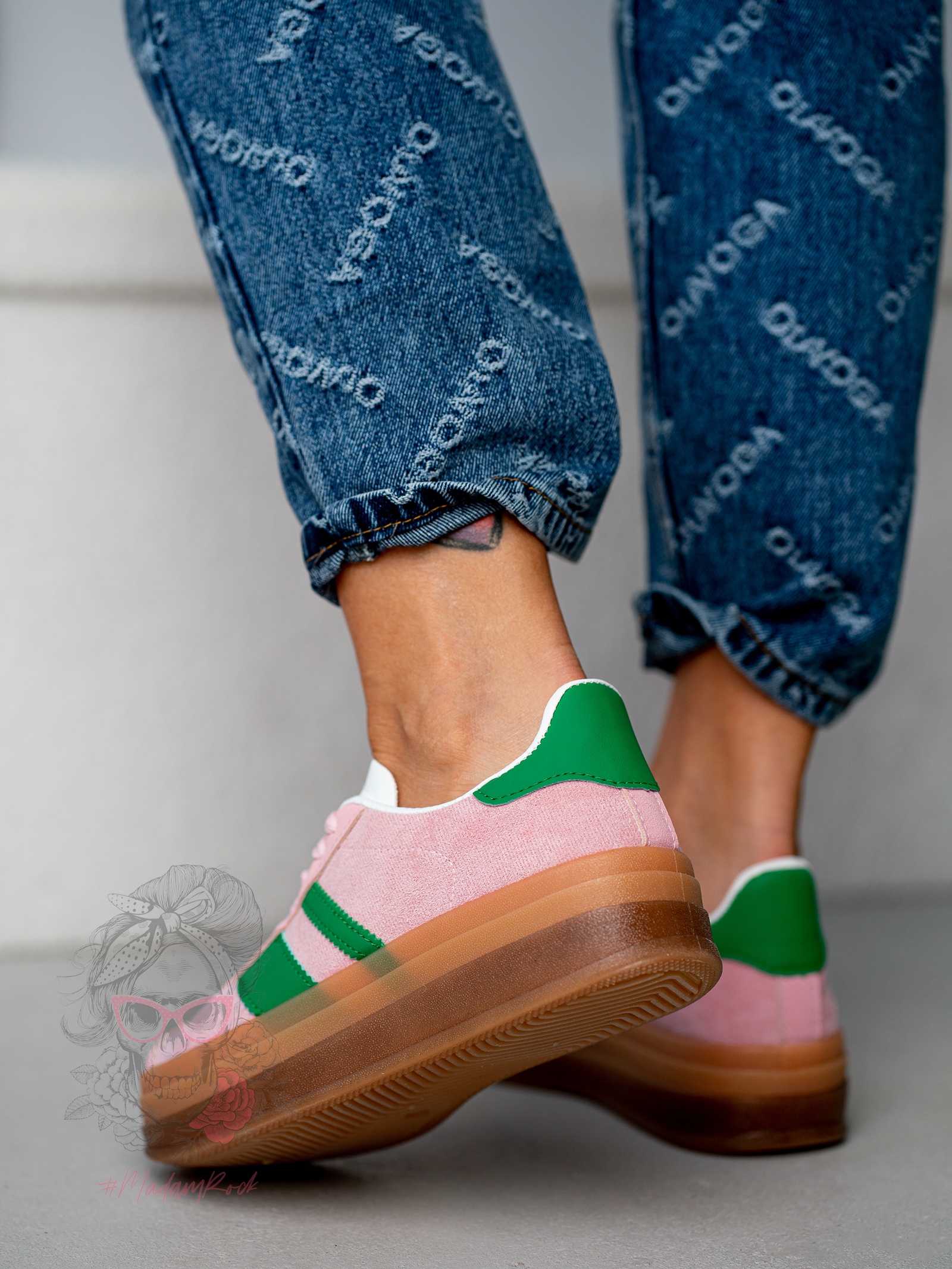 Trampki na grubej podeszwie Madam Felini pudrowe