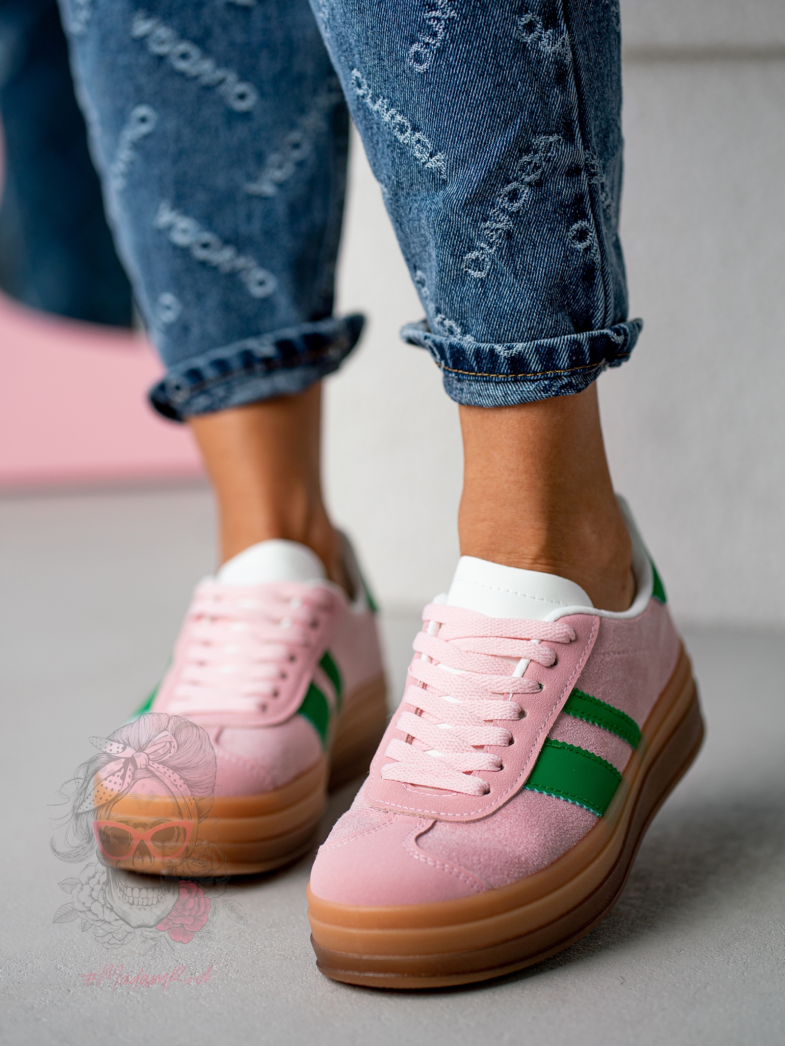 Trampki na grubej podeszwie Madam Felini pudrowe