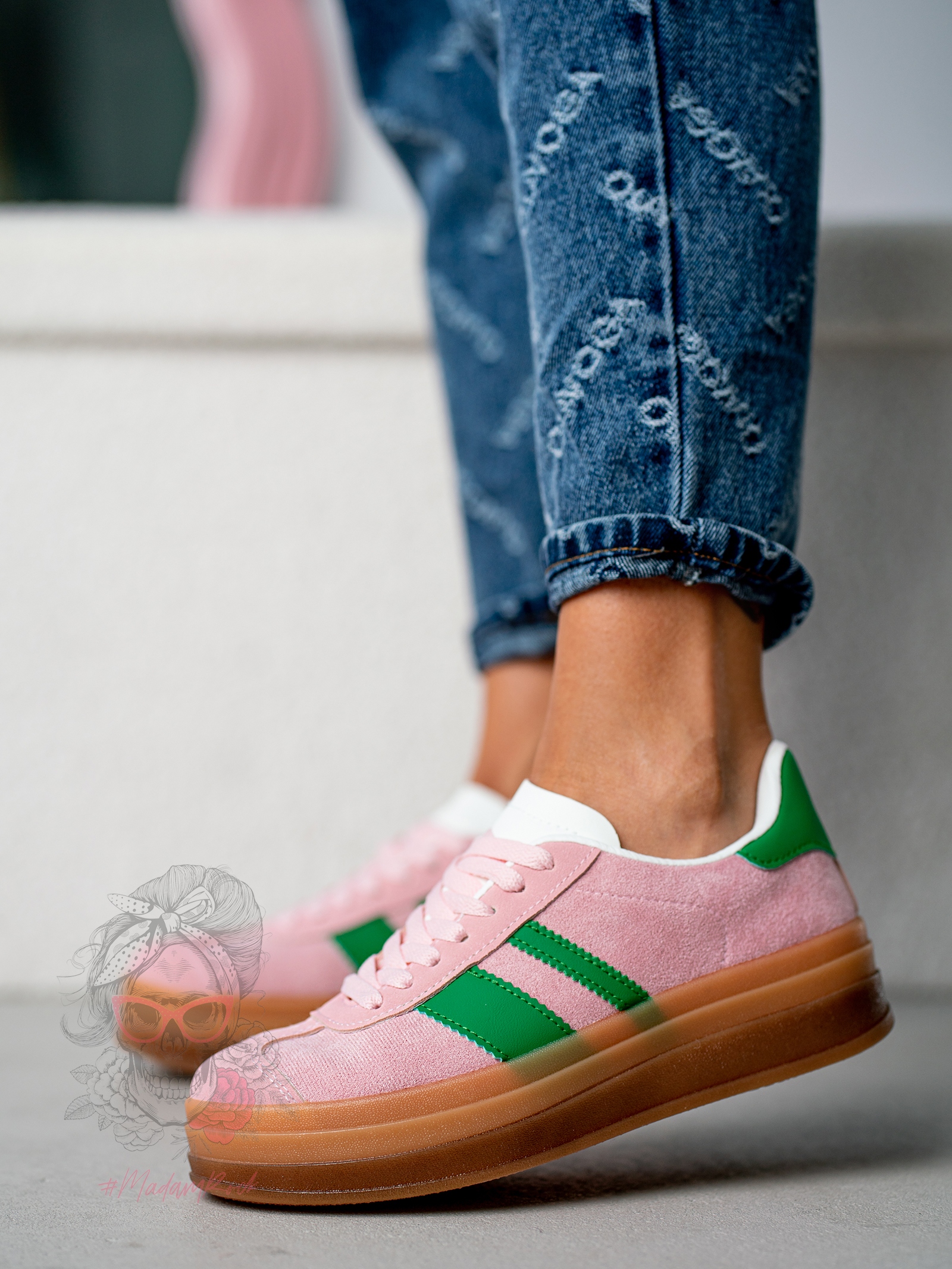 Trampki na grubej podeszwie Madam Felini pudrowe