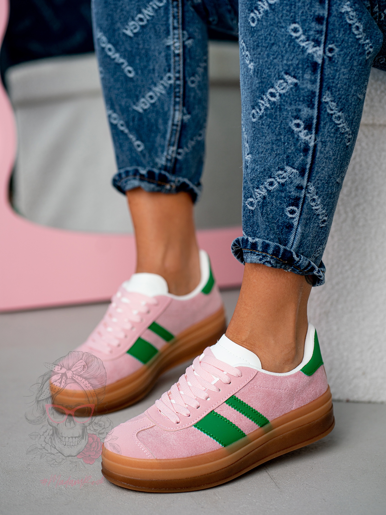 Trampki na grubej podeszwie Madam Felini pudrowe