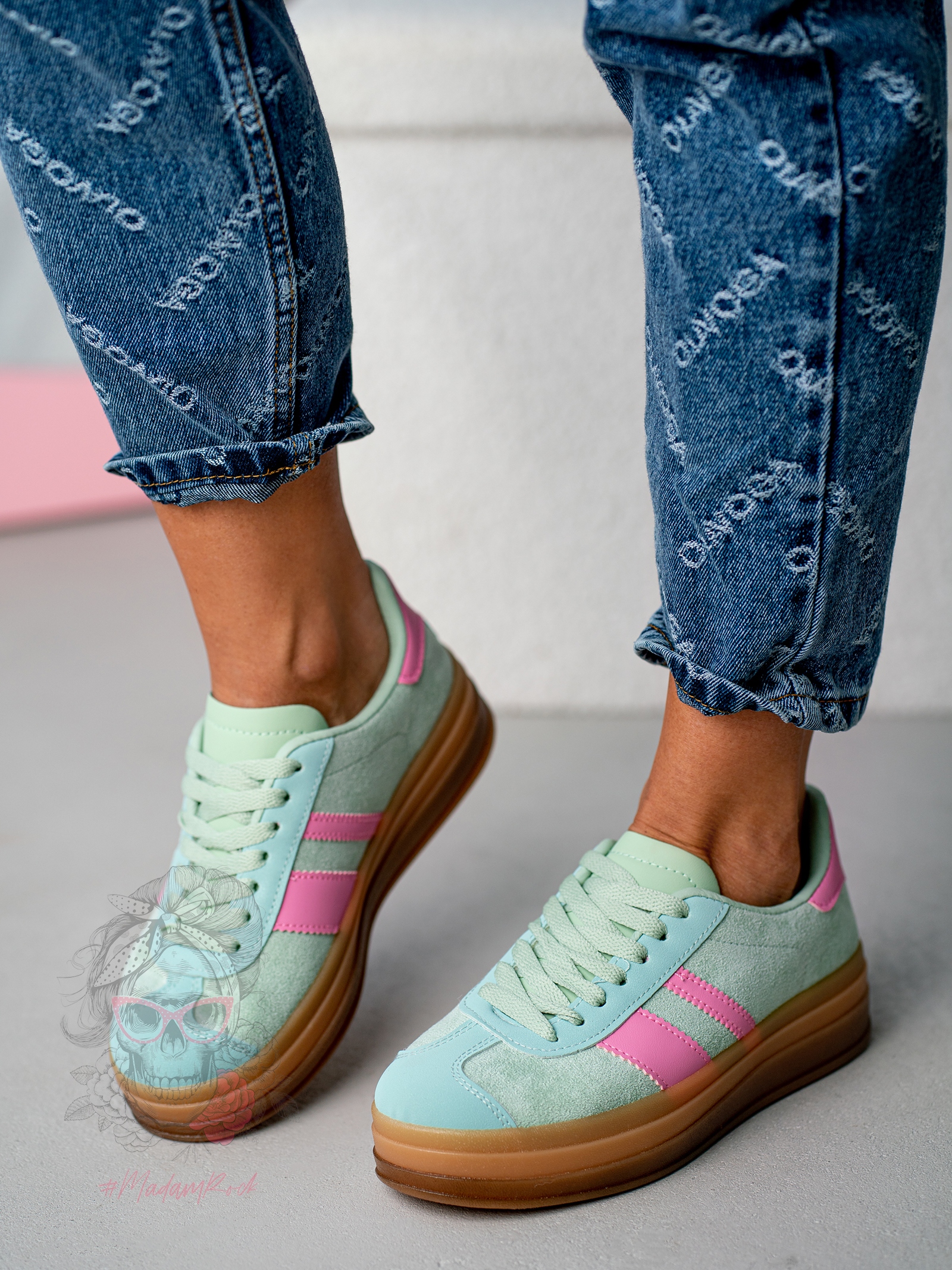 Trampki na grubej podeszwie Madam Felini miętowe Trampki na grubej podeszwie Madam Felini miętowe