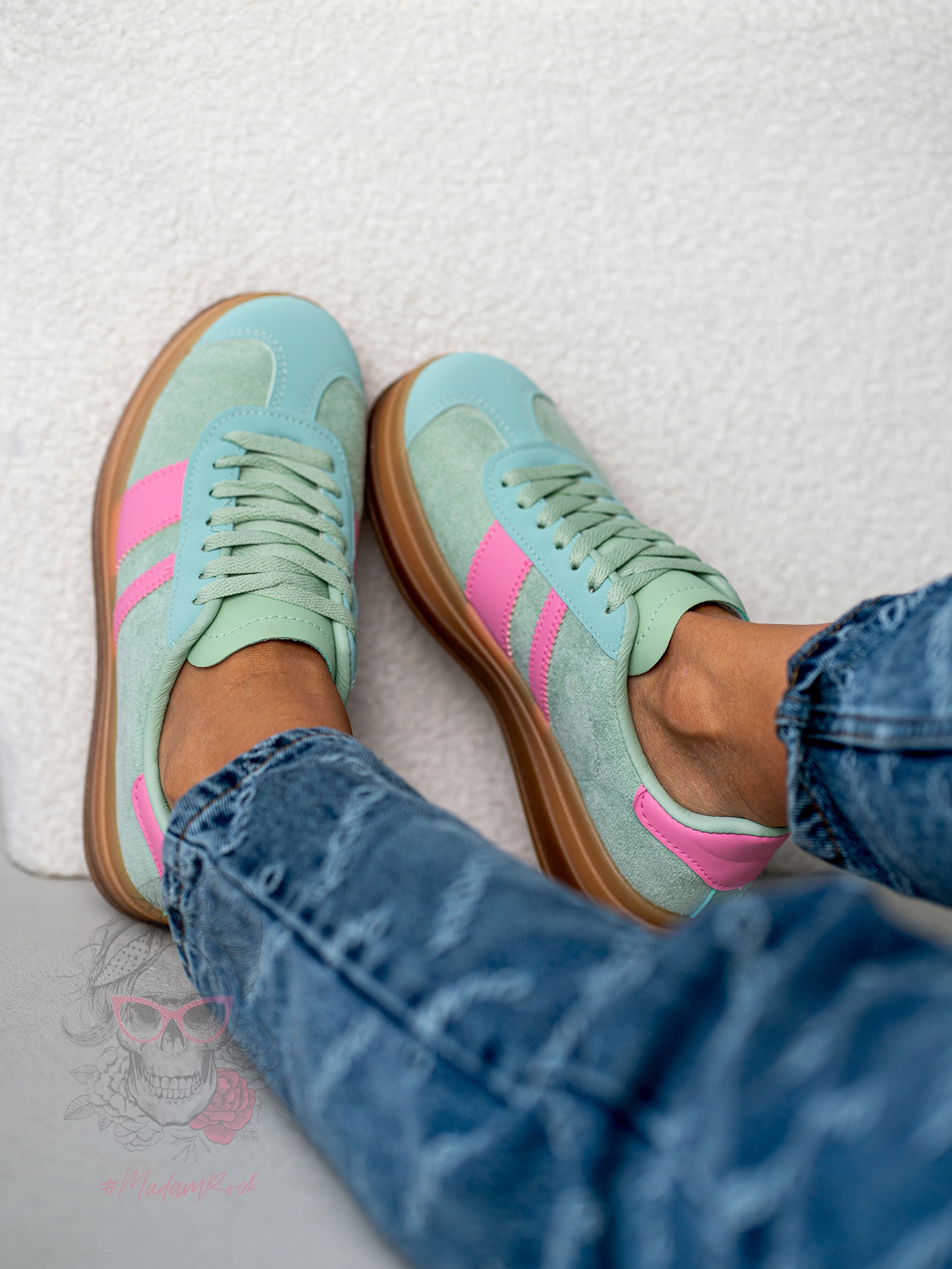 Trampki na grubej podeszwie Madam Felini miętowe Trampki na grubej podeszwie Madam Felini miętowe