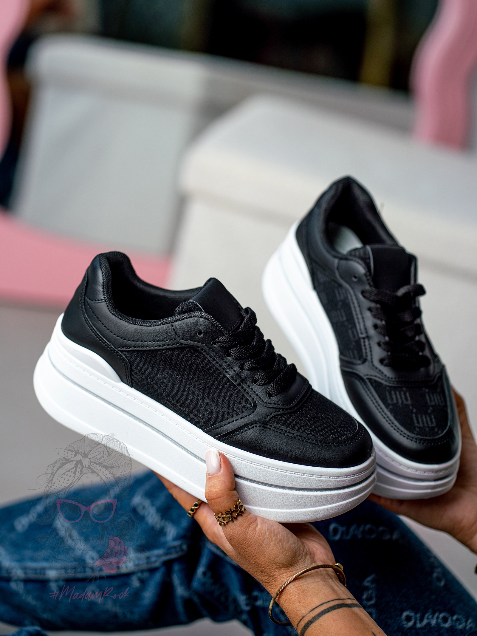 Trampki na grubej podeszwie Madam Miju czarne