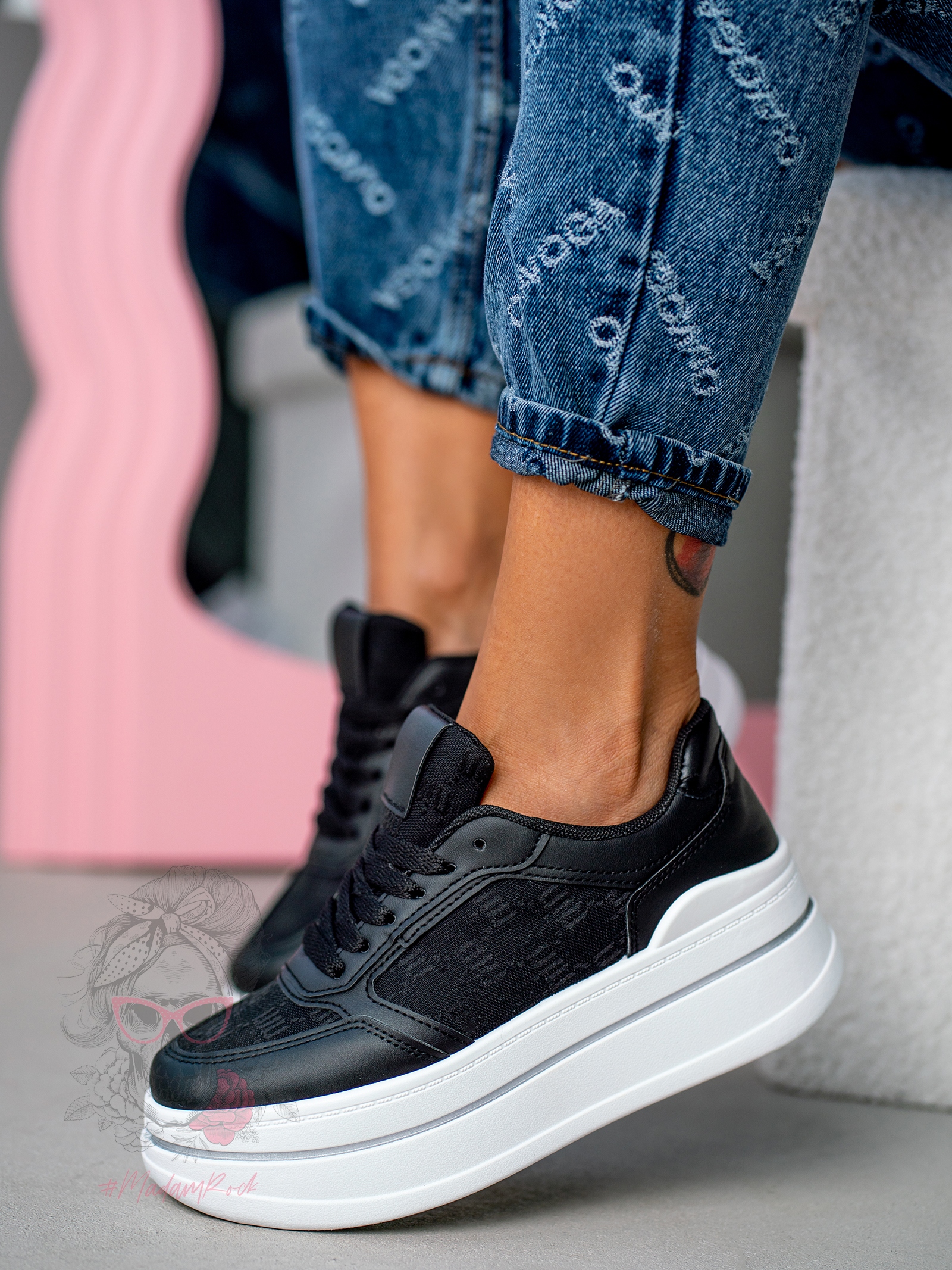 Trampki na grubej podeszwie Madam Miju czarne