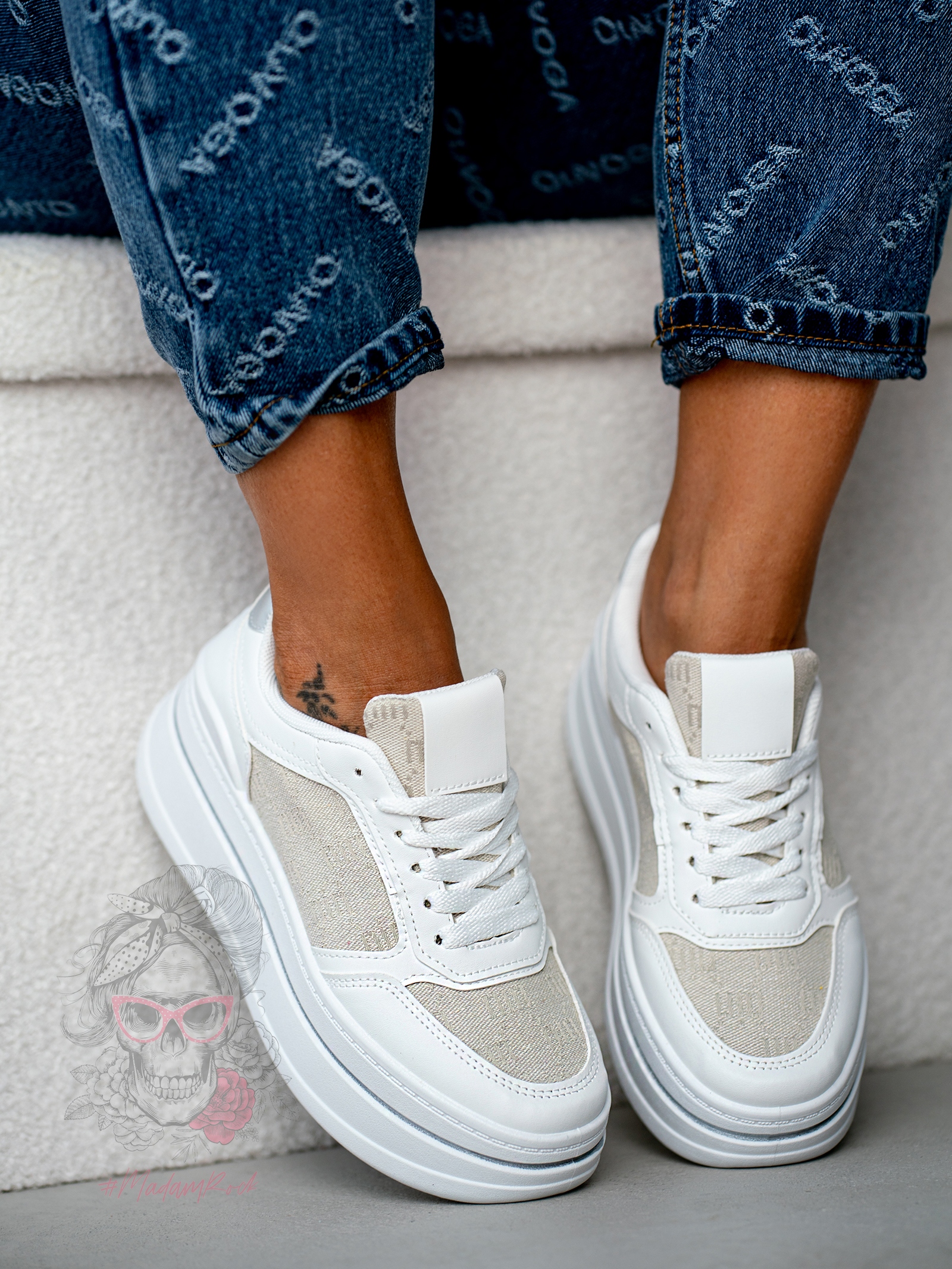 Trampki na grubej podeszwie Madam Miju białe