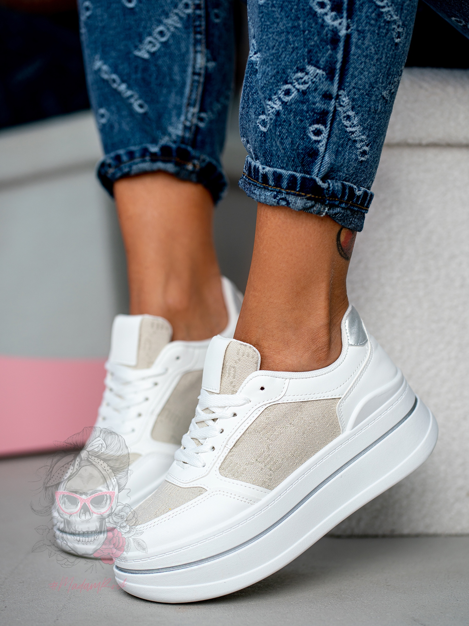 Trampki na grubej podeszwie Madam Miju białe