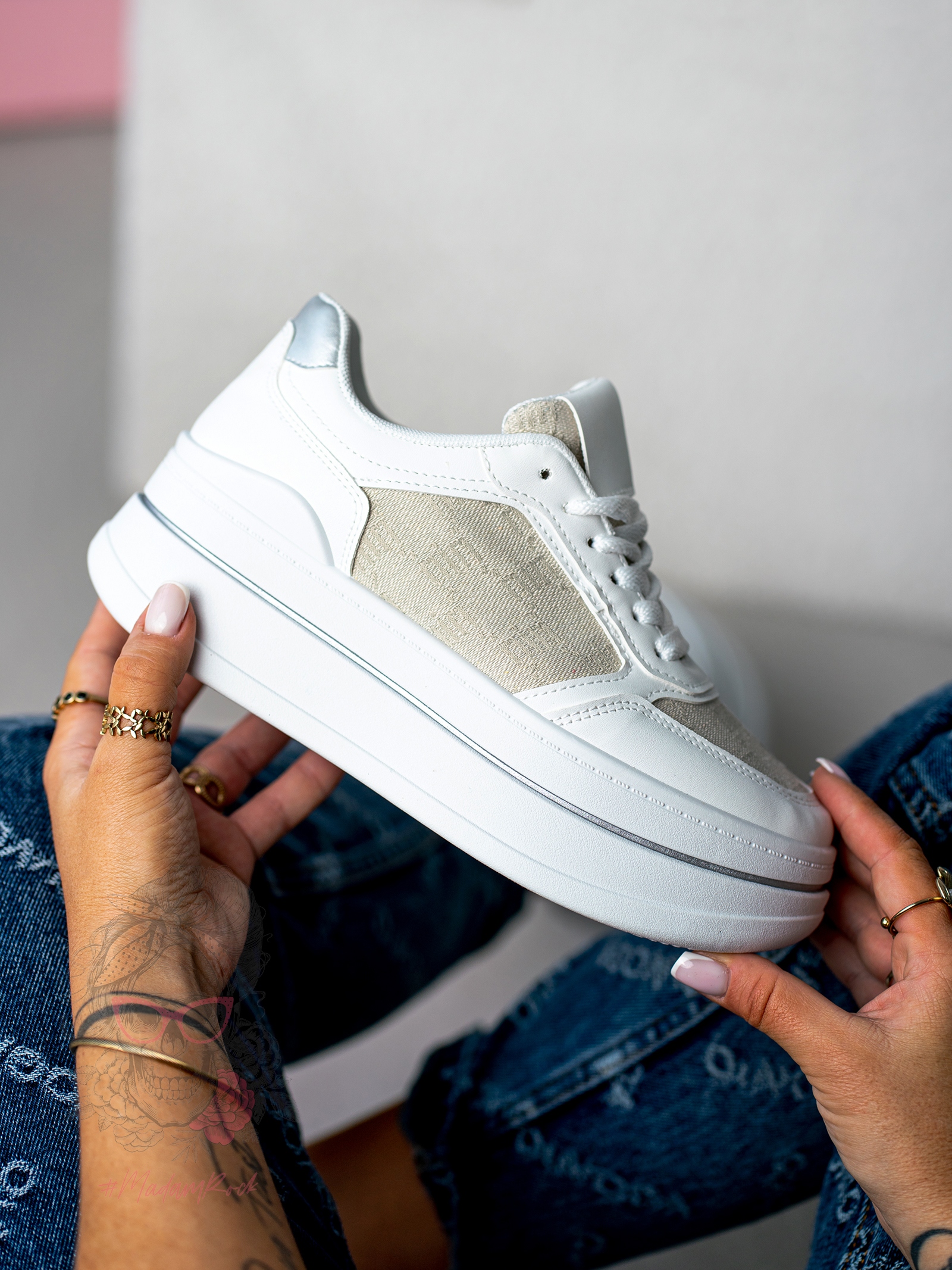 Trampki na grubej podeszwie Madam Miju białe