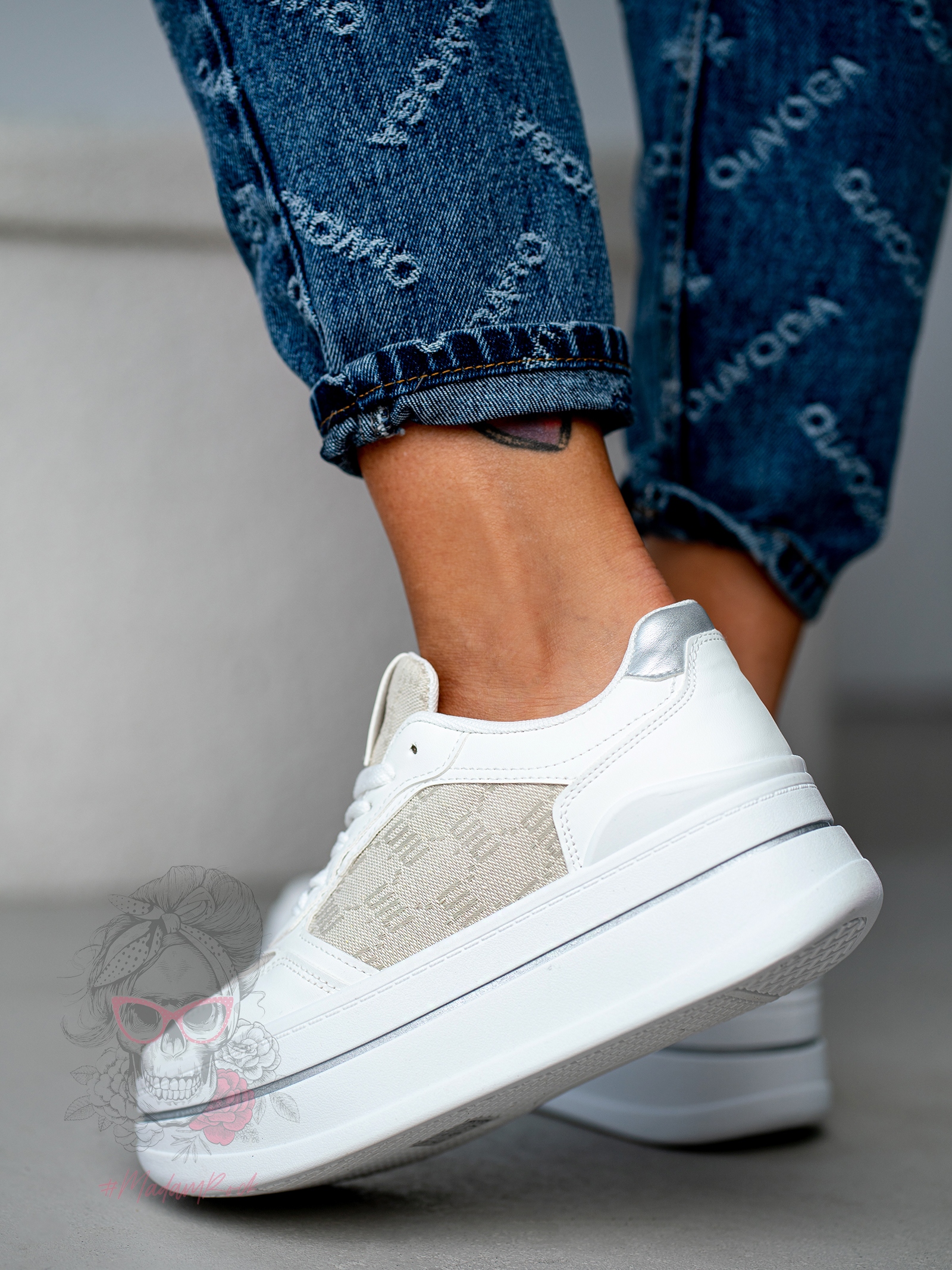 Trampki na grubej podeszwie Madam Miju białe