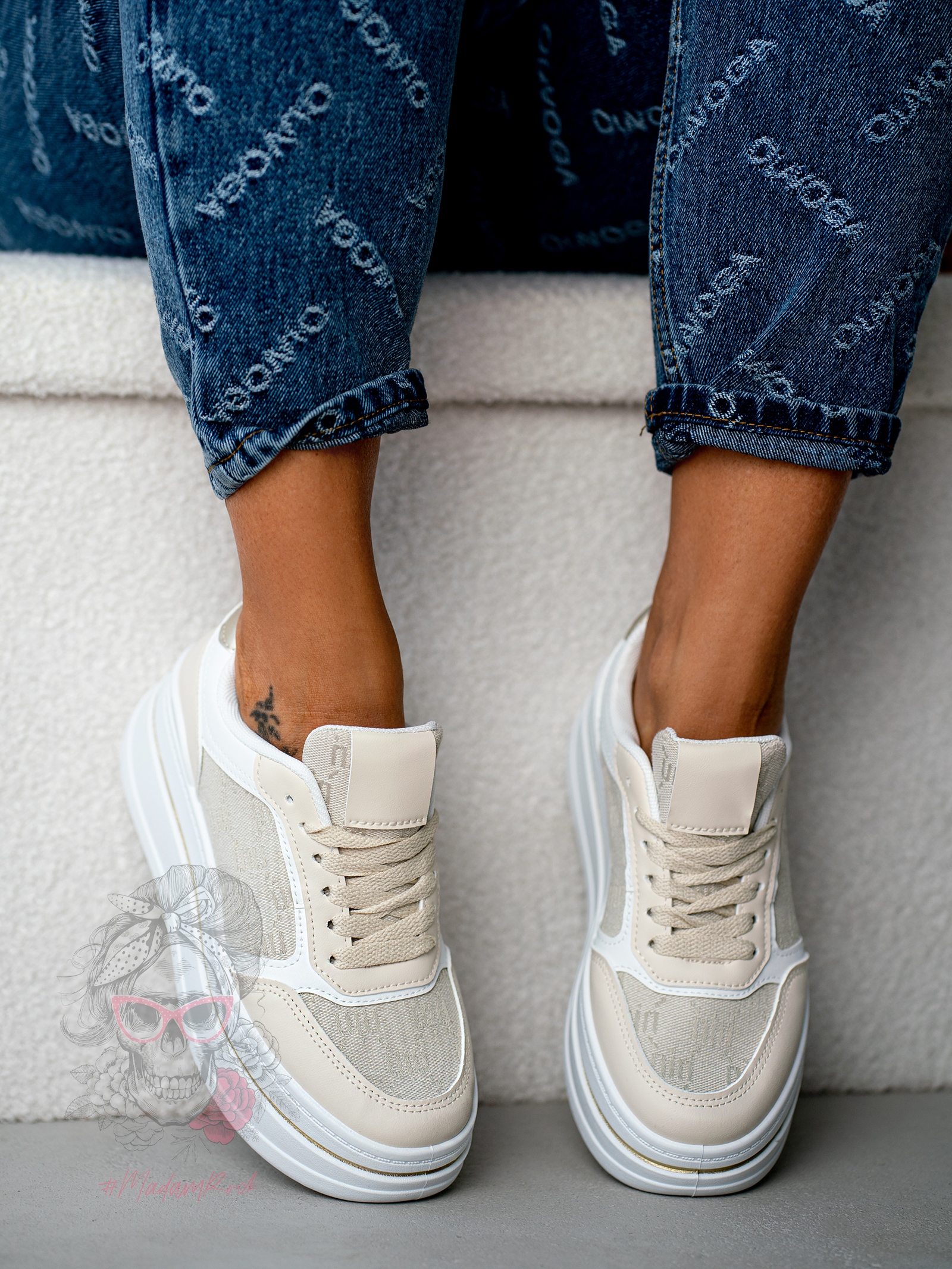 Trampki na grubej podeszwie Madam Miju beżowe