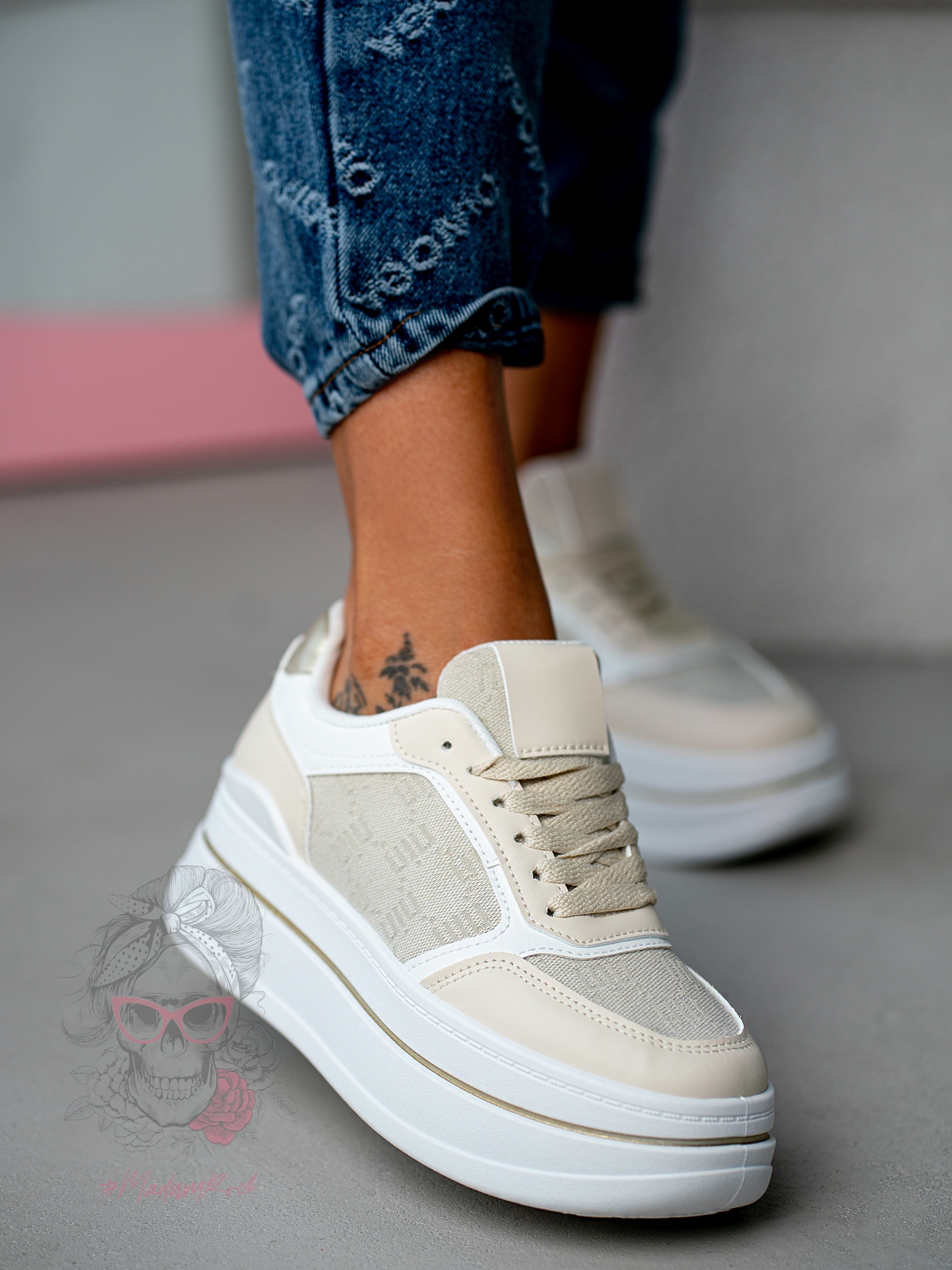 Trampki na grubej podeszwie Madam Miju beżowe Trampki na grubej podeszwie Madam Miju beżowe