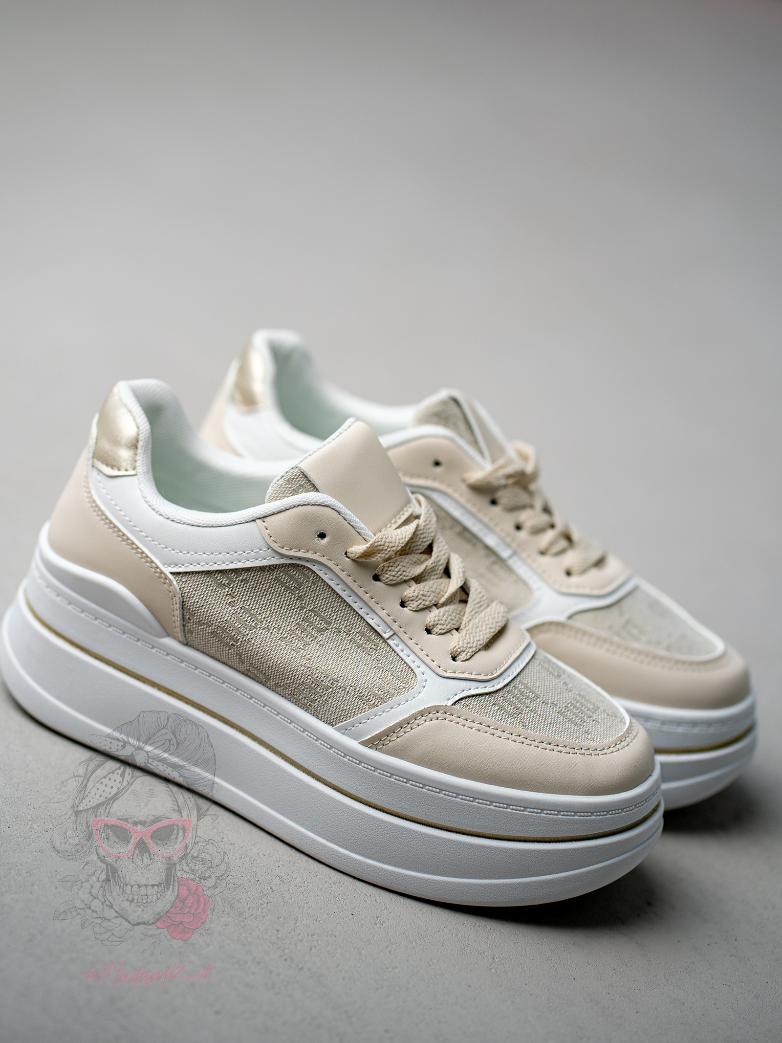 Trampki na grubej podeszwie Madam Miju beżowe Trampki na grubej podeszwie Madam Miju beżowe