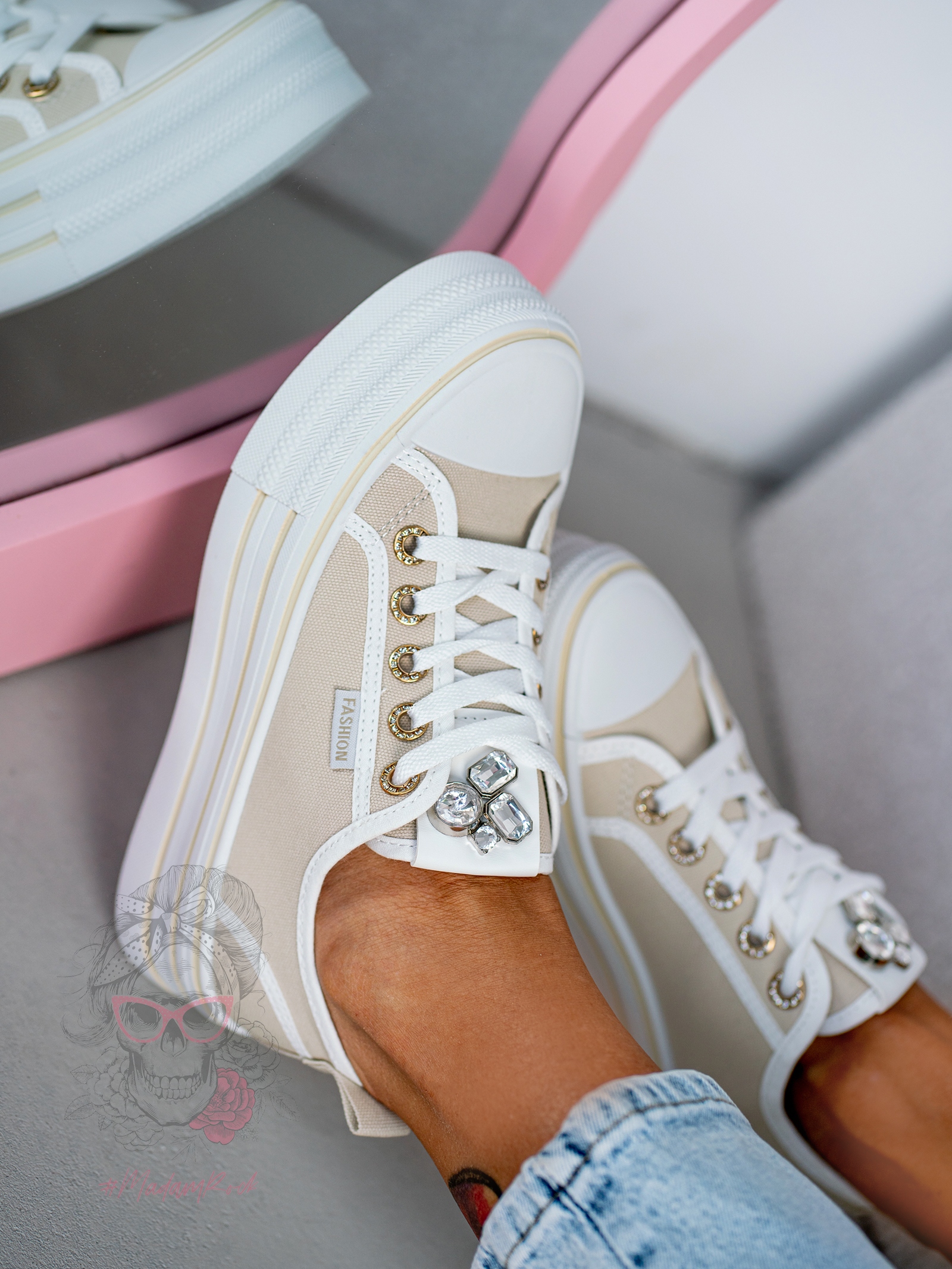 Trampki na grubej podeszwie Madam Kisik beżowe