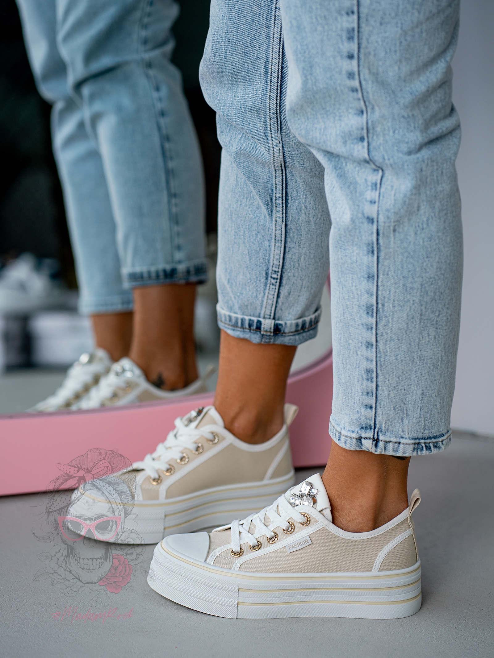 Trampki na grubej podeszwie Madam Kisik beżowe Trampki na grubej podeszwie Madam Kisik beżowe