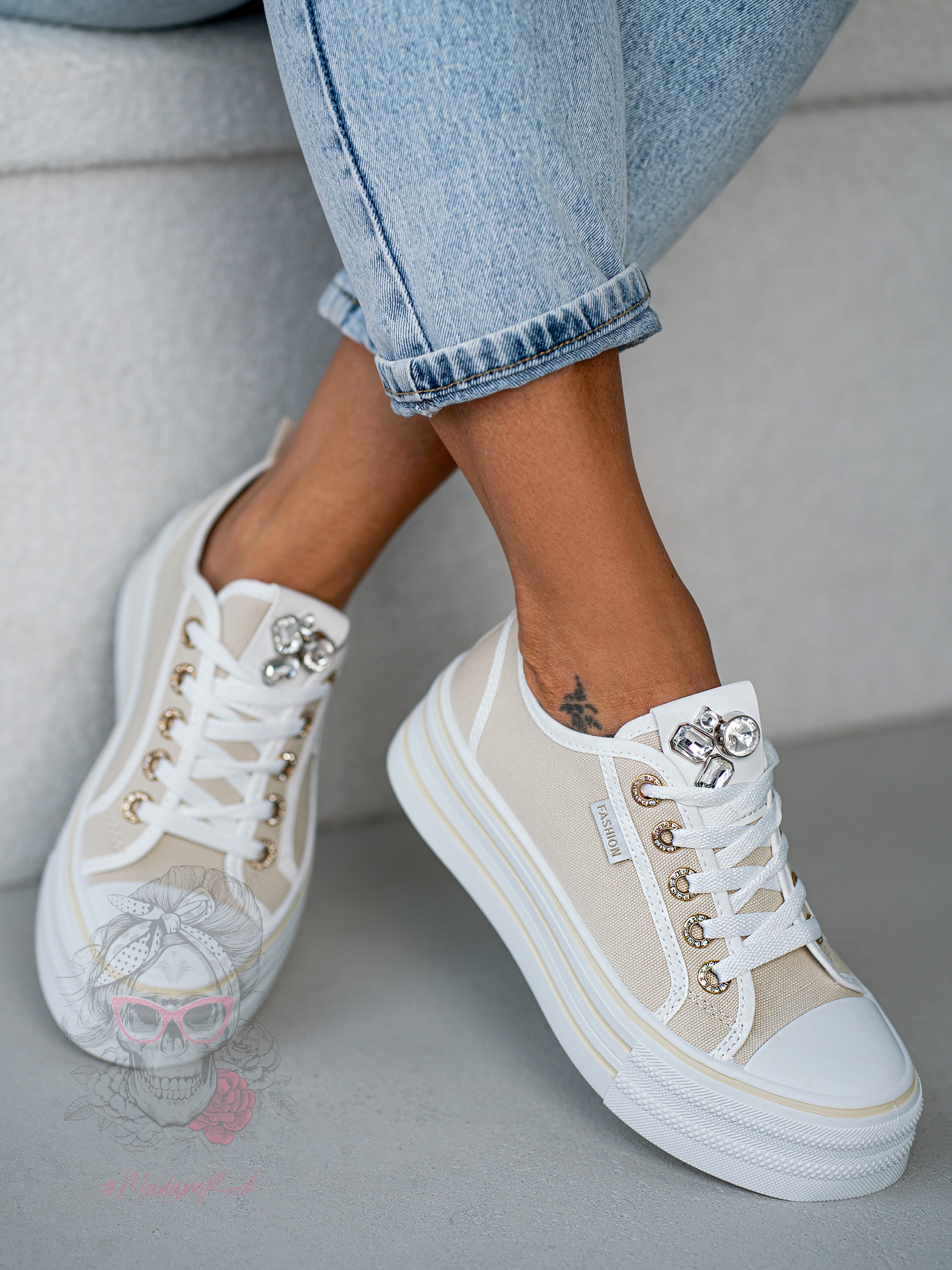 Trampki na grubej podeszwie Madam Kisik beżowe Trampki na grubej podeszwie Madam Kisik beżowe