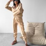 Komplet dresowy bawełniany PAPEL OLAVOGA beżowy