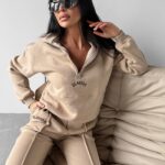 Komplet dresowy bawełniany PAPEL OLAVOGA beżowy