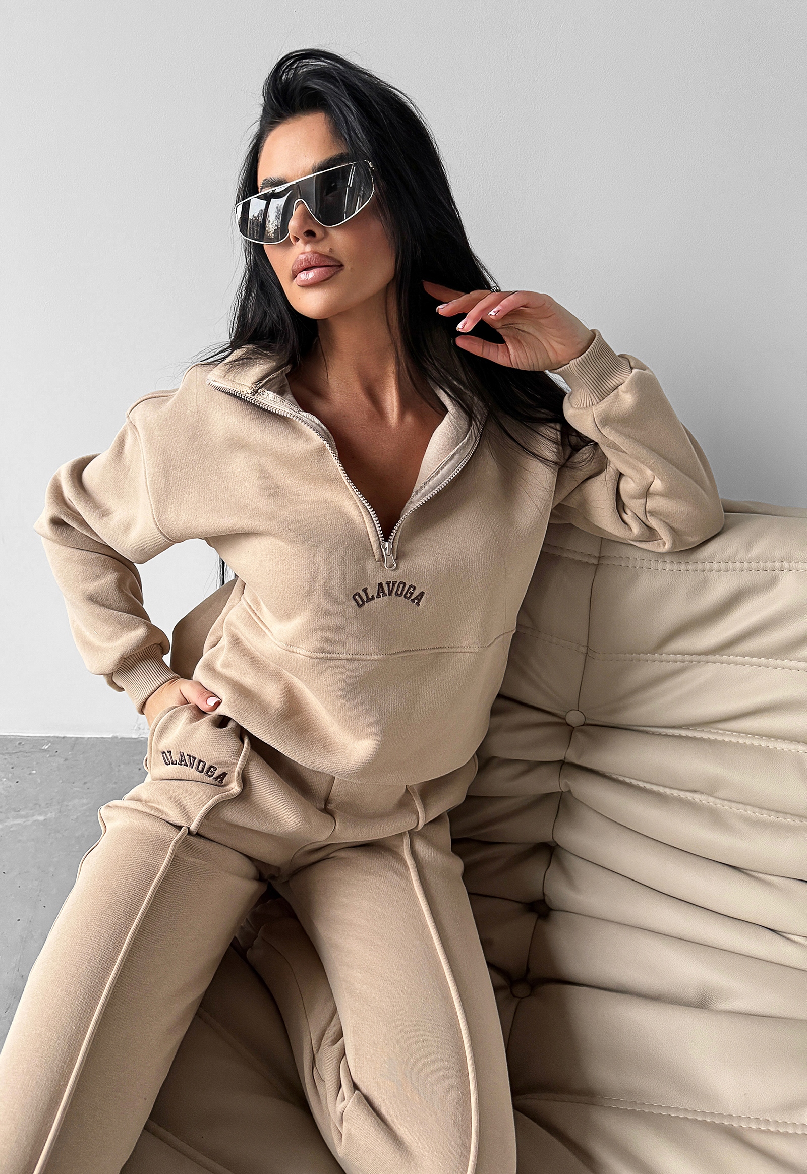 Komplet dresowy bawełniany PAPEL OLAVOGA beżowy