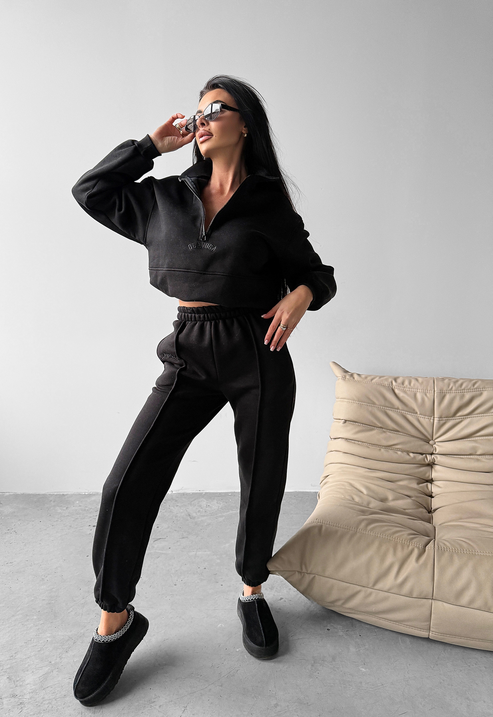 Komplet dresowy bawełniany PAPEL OLAVOGA czarny