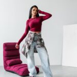 Bluzka przylegająca ATLANTA OLAVOGA bordowa